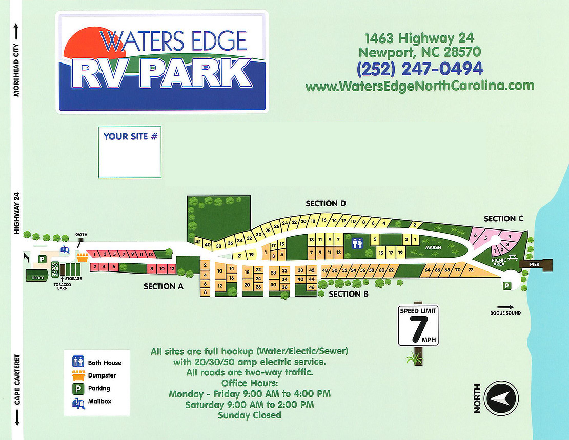 Waters Edge Site Map